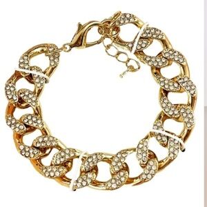 House Of Harlow 1960  Bracelet Chain Link Gold Rhinestones New
